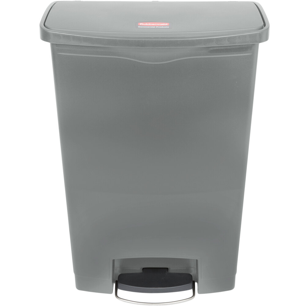 Rubbermaid® 1883606 Slim Jim Resin Gray Front Step-On Rectangular Trash Can - 96 Qt. / 24 Gallon