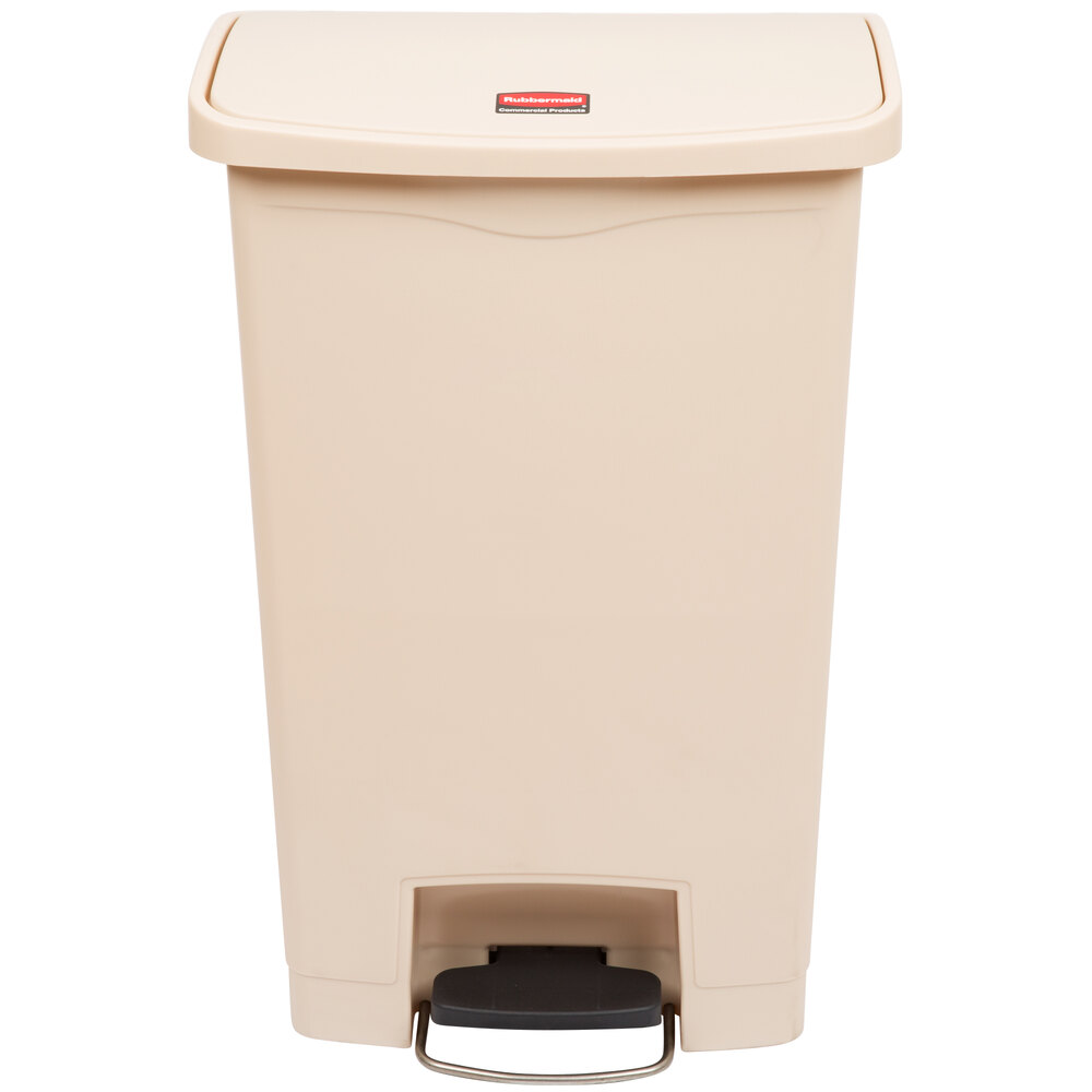 Rubbermaid® 1883458 Slim Jim Resin Beige Front Step-On Rectangular Trash Can - 52 Qt. / 13 Gallon