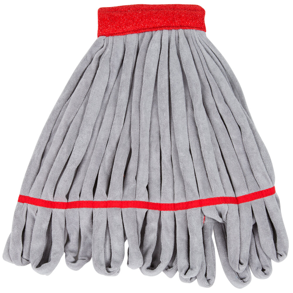 Unger SmartColor ST30R RoughMop 11 oz. Red Light Duty Microfiber Tube Mop Head with 4 1/2" Headband