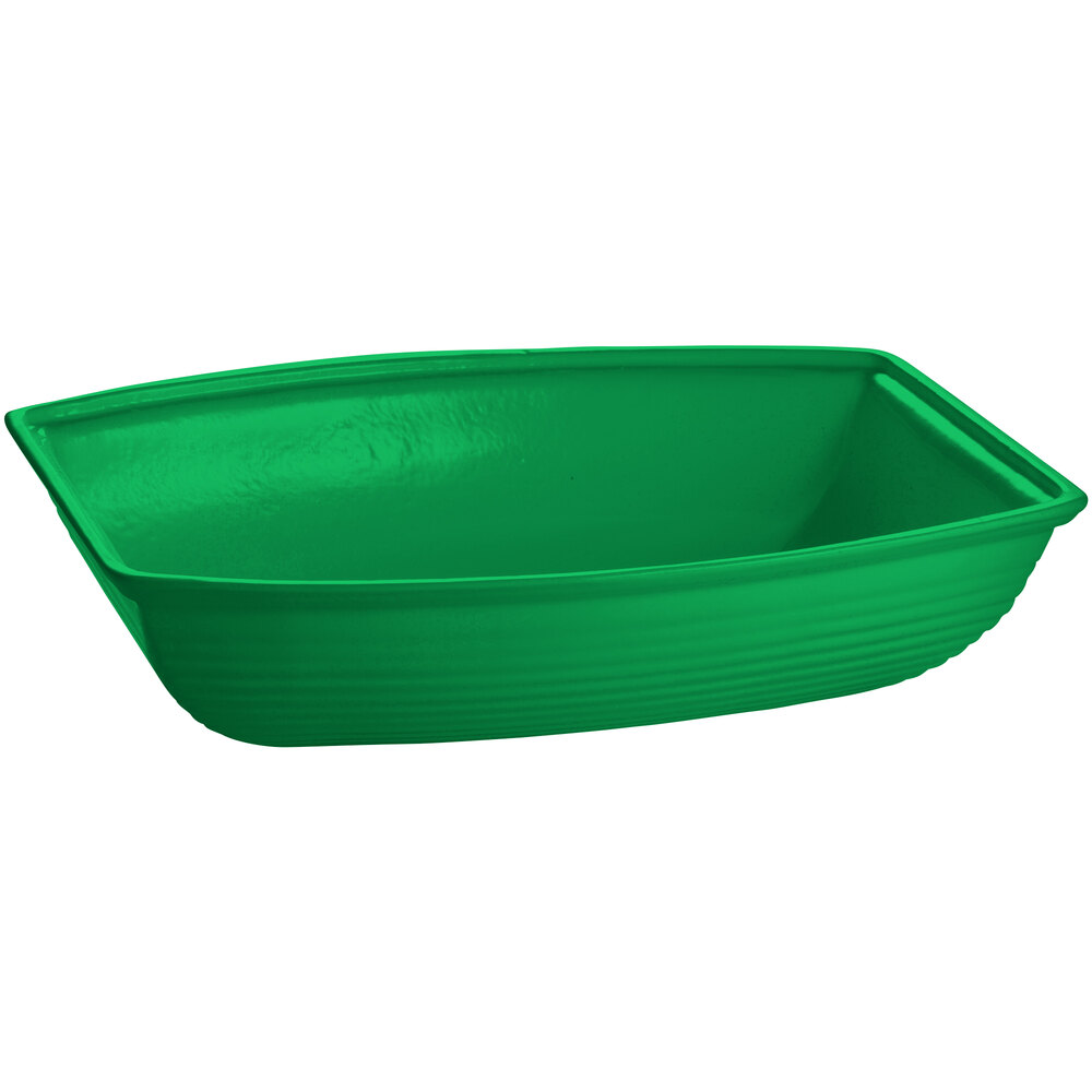 Tablecraft CW3190GN 10.5 Qt. Green Cast Aluminum Oblong Salad Bowl