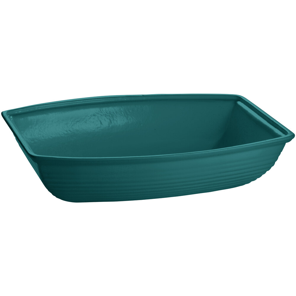 Tablecraft CW3190HGN 10.5 Qt. Hunter Green Cast Aluminum Oblong Salad Bowl