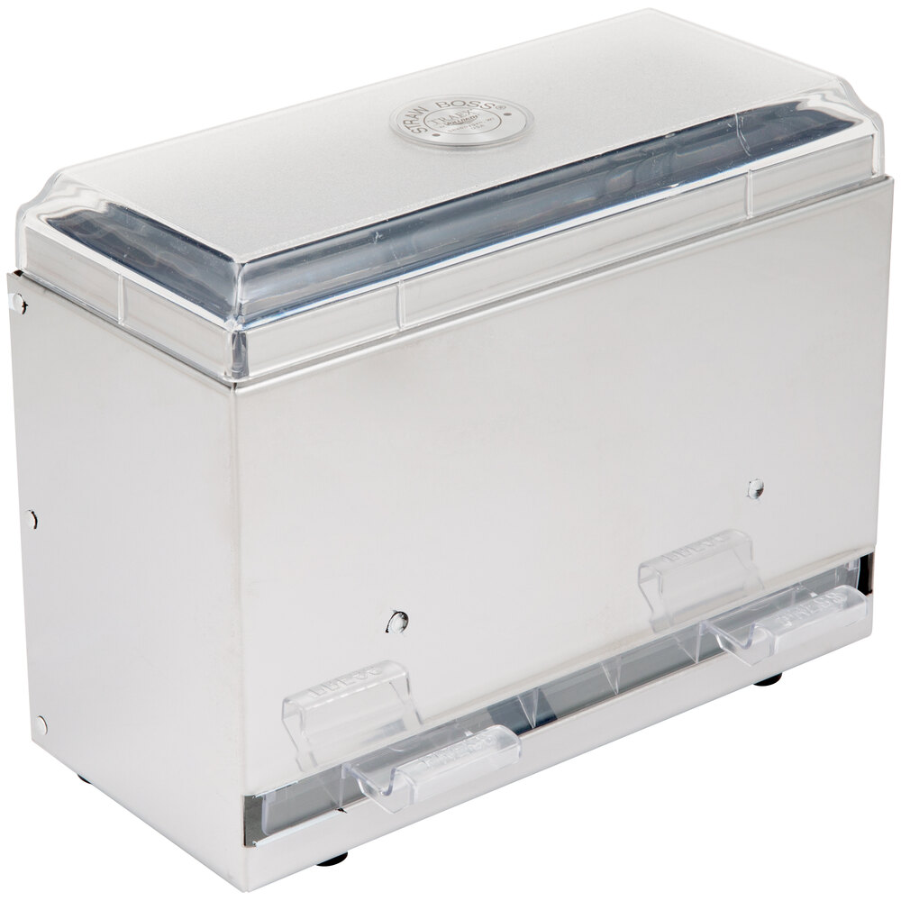 Vollrath 3825-28 Straw Boss Single Sided Bulk Unwrapped Straw Dispenser - Stainless Steel