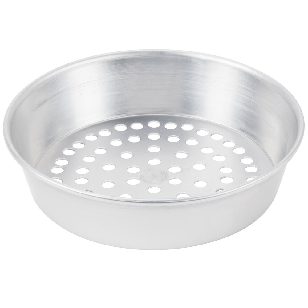 American Metalcraft SPA90082 8" x 2" Super Perforated Standard Weight Aluminum Tapered / Nesting Pizza Pan