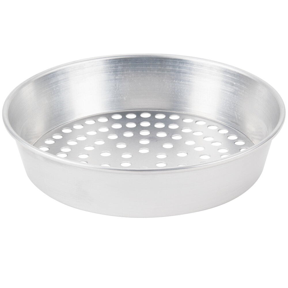 American Metalcraft SPA90092 9" x 2" Super Perforated Standard Weight Aluminum Tapered / Nesting Pizza Pan