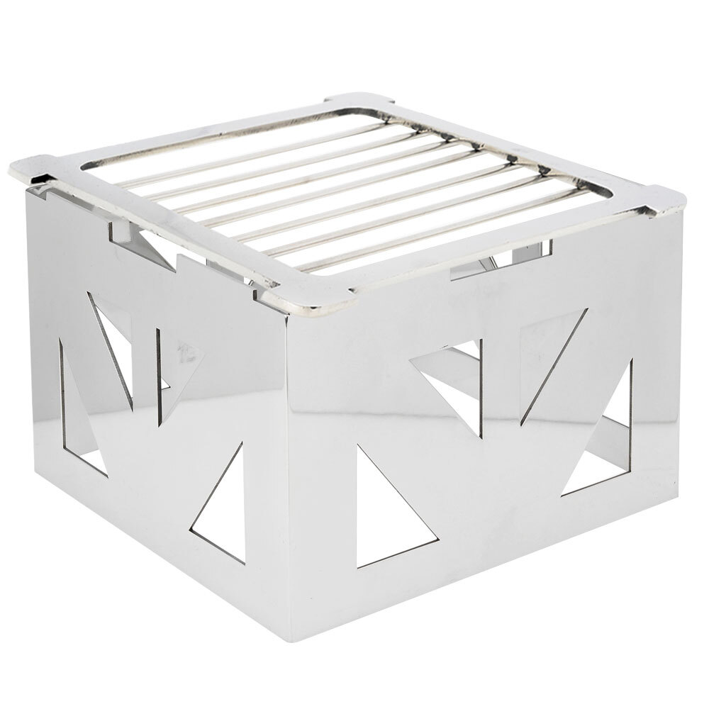 Eastern Tabletop 1741 LeXus 8" x 8" x 5" Stainless Steel Square Cube with Fuel Shelf and Grate