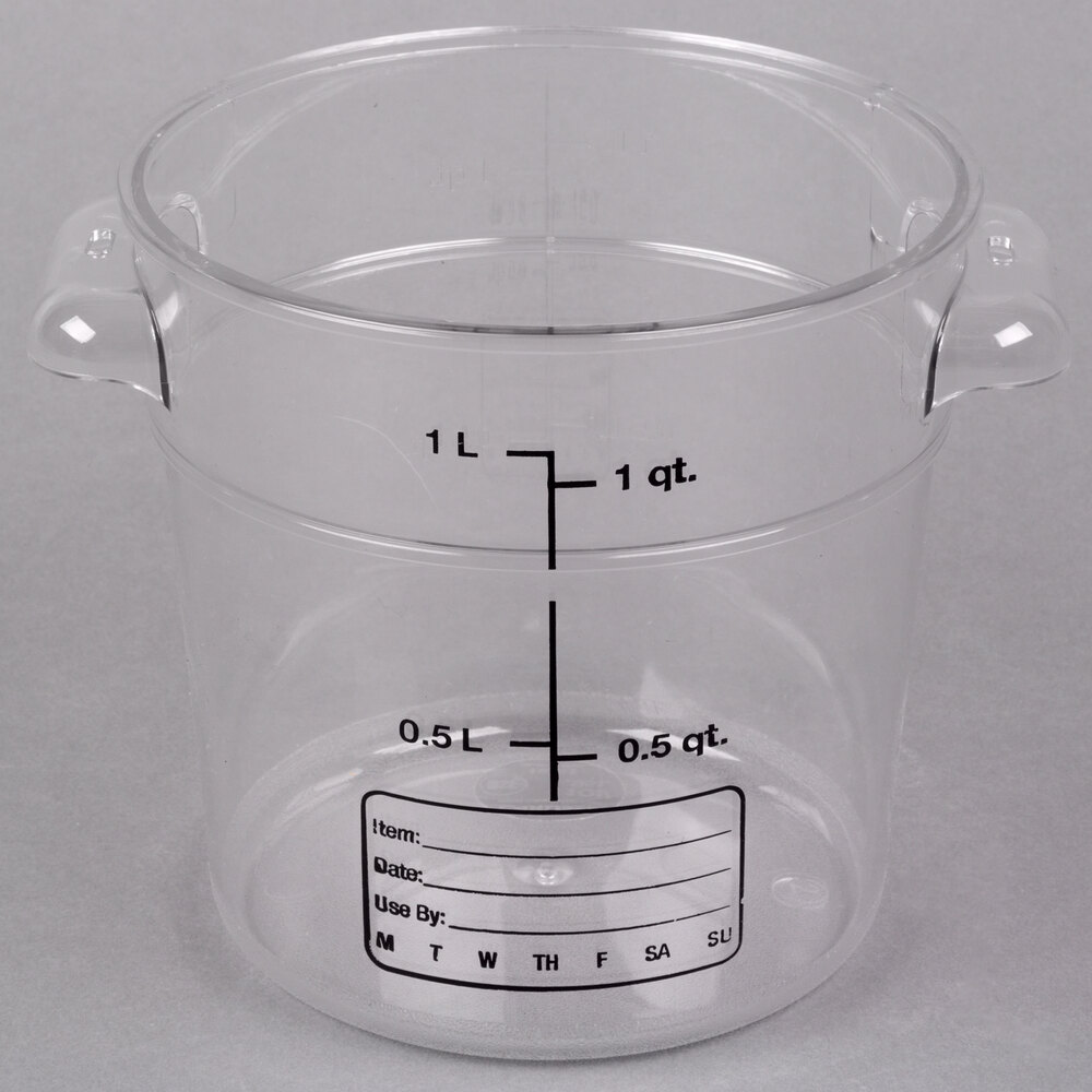 Carlisle 1 Qt. Clear Round Polycarbonate Food Storage Container