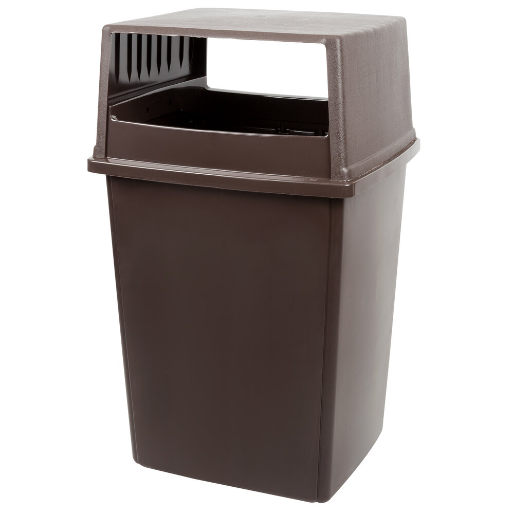 Rubbermaid® Glutton 56 Gallon Brown Rectangular Trash Can and Lid