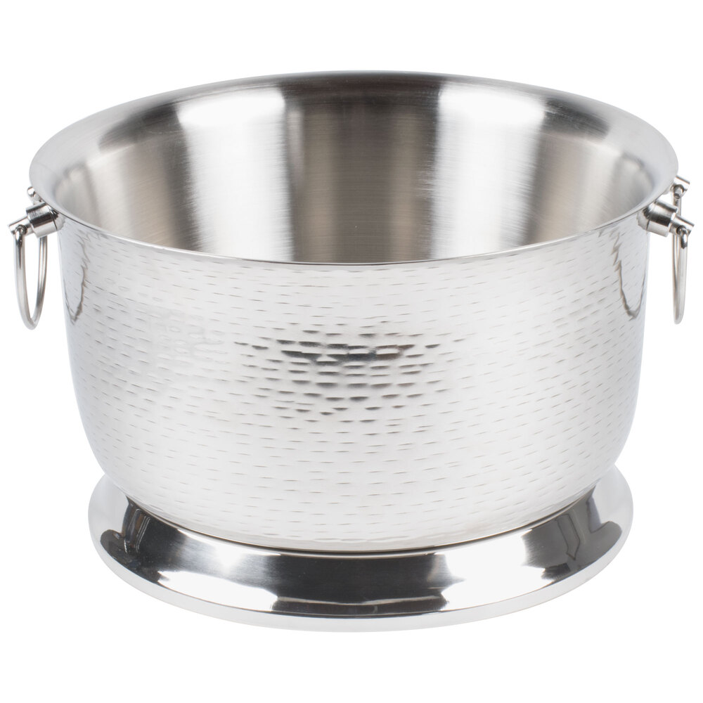 Tablecraft BTB1610 Round Double Wall Stainless Steel Beverage Tub with Base - 16" x 10"