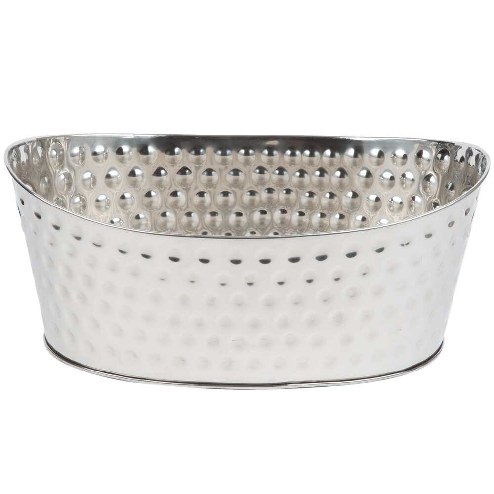 Tablecraft BT2013 Bali Oval Stainless Steel Beverage Tub - 20" x 13" x 9"