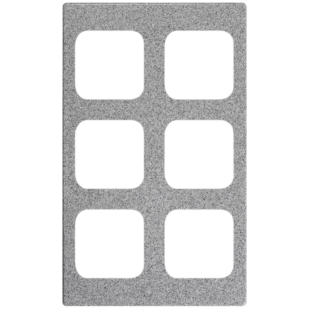 Vollrath 8244324 Miramar® 6 Compartment Gray Granite Resin Adapter Plate for Vollrath 40003 Pans