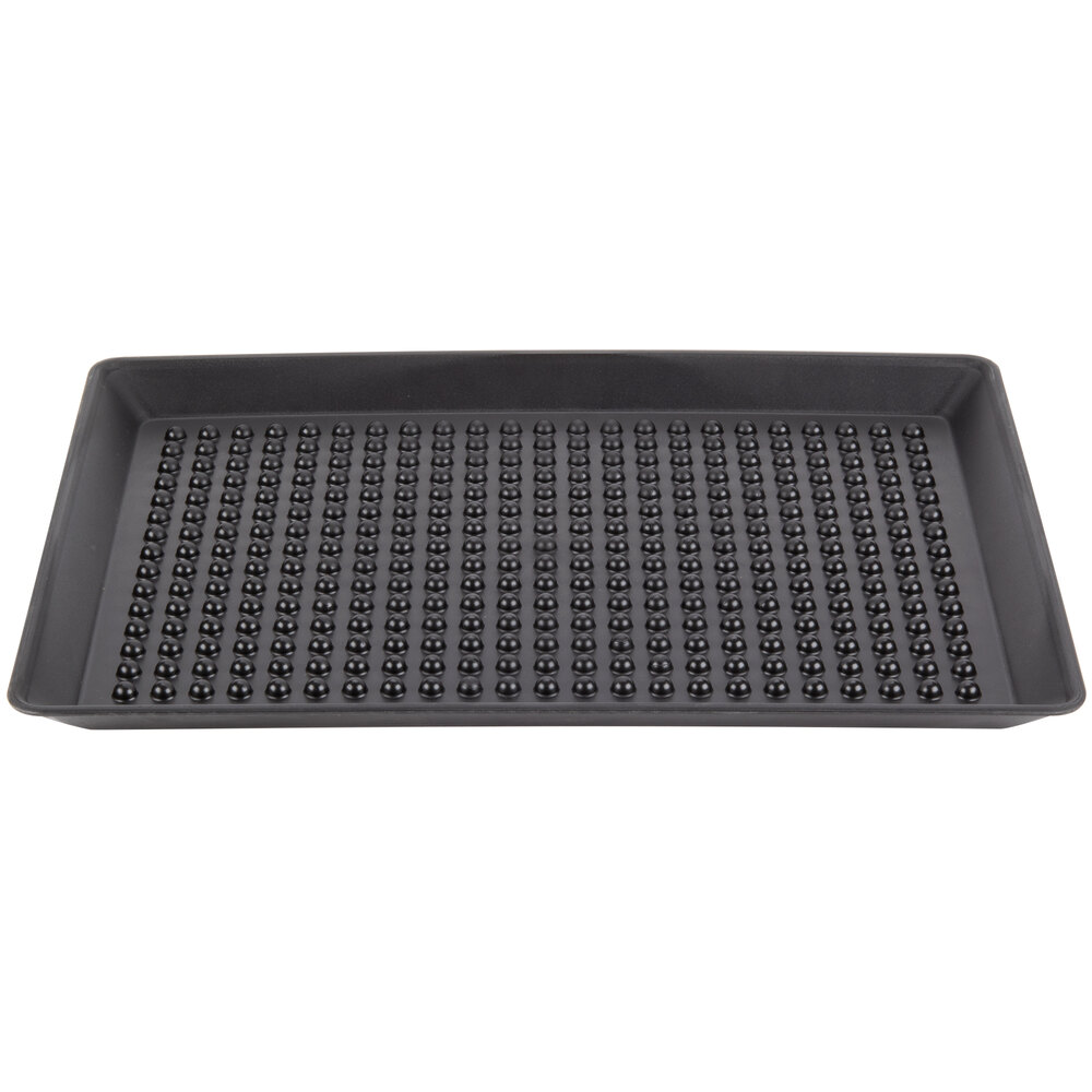 HS Inc. HS1065 17" x 12" Charcoal Polypropylene Pizza Pleezer Pizza Tray - 12/Case