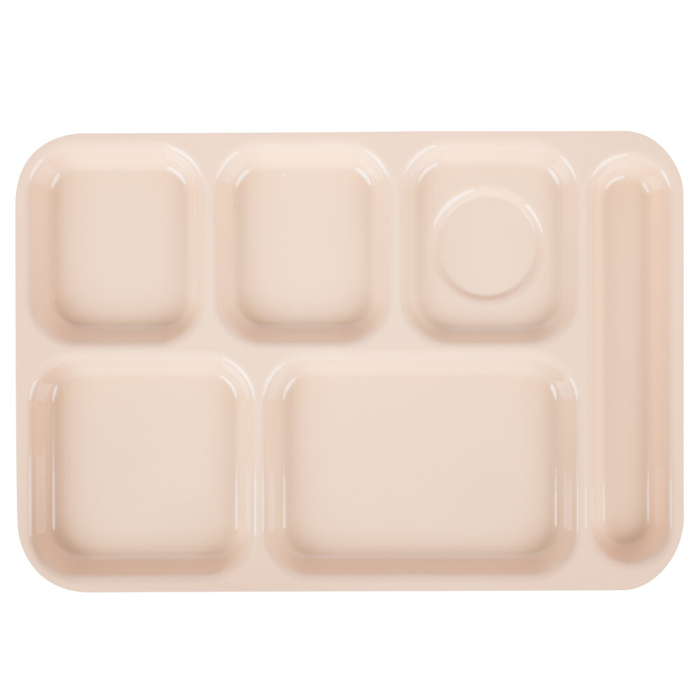 GET TR-153-T 10" x 14 1/2" Right Handed Polypropylene Tan 6 Compartment Tray - 12/Case