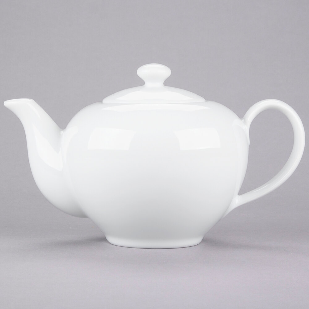 10 Strawberry Street RB0014 Classic White 36 oz. White Porcelain Teapot - 6/Case