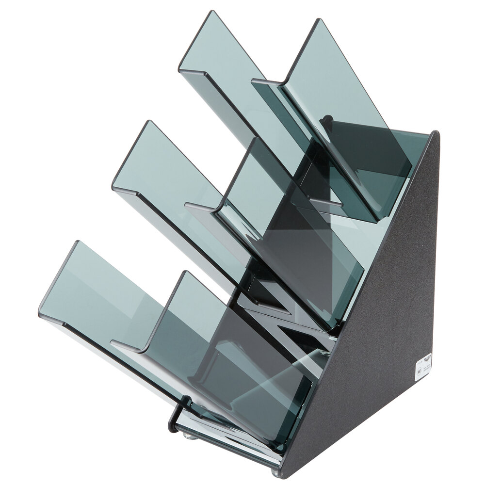 Vollrath CTCL-3B Black 3-Section Countertop Slanted Cup and Lid Organizer